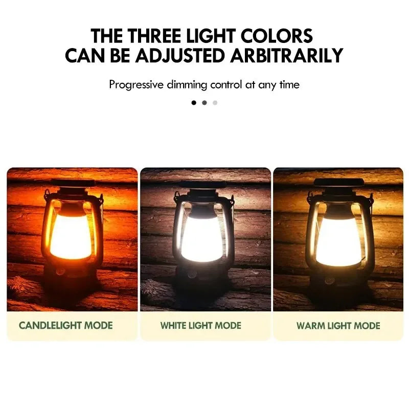 Retro Cordless 3-Mode Dimmable LED Camping Lantern